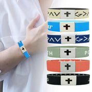 Colorful NFC religious jewelry bracelets with cross design by Fresh Faith Designs in multiple colors