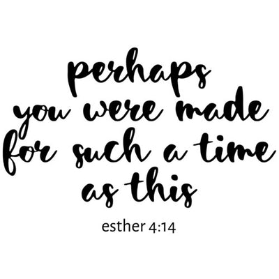 Inspirational Bible verse shirt design with Esther 4:14 quote in stylish black script font