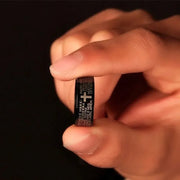 Fresh Faith Designs black ring with engraved cross and scripture, Faith Inspired Jewelry for Men