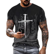 Fresh Faith Designs men's Christian Cross T-shirt in black with sword cross graphic and short sleeves