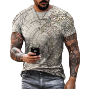 Men's Christian Cross T-shirt by Fresh Faith Designs featuring a detailed vintage world map print