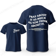 Navy blue Christian casual wear for men T-shirt with Jesus text on front and prayer quote on back
