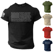 Patriotic Christian T-Shirt with American flag and Bible verse in multiple colors by Fresh Faith Designs