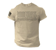 Beige Patriotic Christian T-Shirt with American flag and faith-based scripture print from Fresh Faith Designs