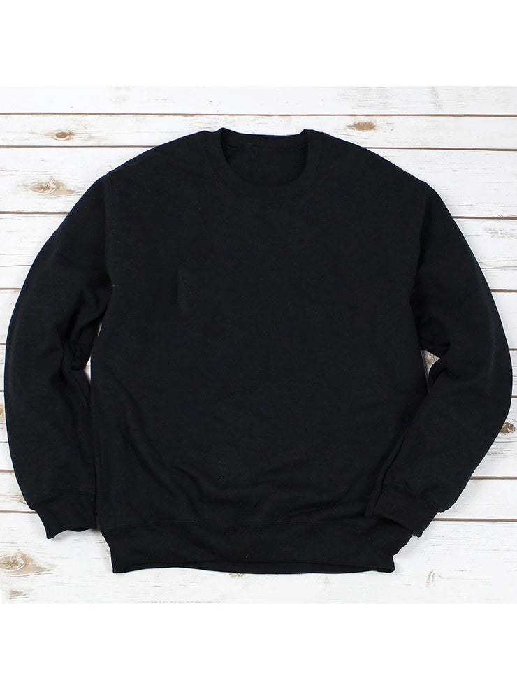 Black long sleeve crewneck sweatshirt religious apparel for women by Fresh Faith Designs