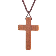 Fresh Faith Designs religious cross necklace for men and women with wooden pendant and braided cord