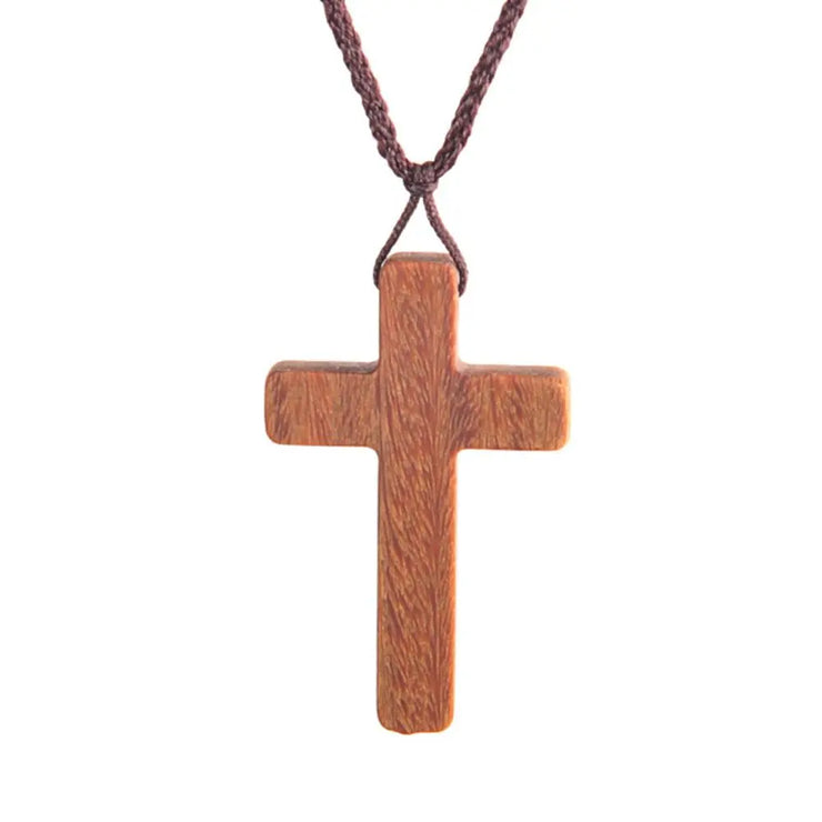 Fresh Faith Designs religious cross necklace for men and women with wooden pendant and braided cord
