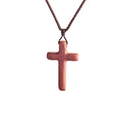 Religious cross necklace for men and women with a brown cord and rustic cross pendant from Fresh Faith Designs