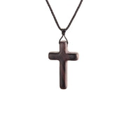 Religious cross necklace for men and women with dark wood pendant on braided cord by Fresh Faith Designs