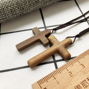 Fresh Faith Designs religious cross necklace for men and women made of carved wood with adjustable cords