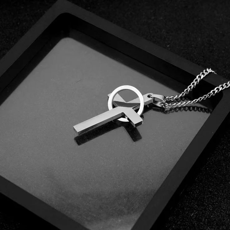 Silver cross pendant necklace on a chain displayed in a black jewelry box faith jewelry for adults