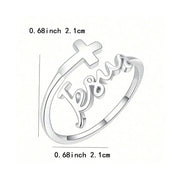 Silver Faith ring with cross design measuring 0.68 inch by 0.68 inch women's Christian rings