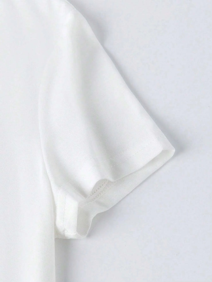 Close-up of white cotton T-shirt sleeve from Fresh Faith Designs Bible verse beach shirt