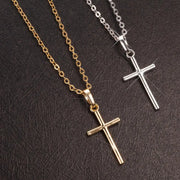 Fresh Faith Designs fashion crystal cross necklace set with gold and silver chains on black background
