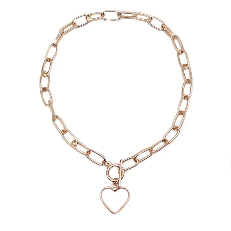 Fresh Faith Designs gold link chain necklace with heart pendant, fashion crystal cross necklace style