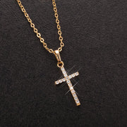 Fresh Faith Designs fashion crystal cross necklace with gold chain and sparkling crystals