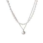 Fresh Faith Designs layered necklace with pearl chain and silver pendant fashion crystal cross necklace
