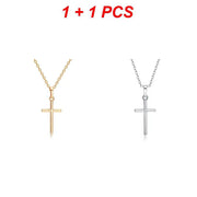 Fresh Faith Designs set of fashion crystal cross necklace in gold and silver tones with chain