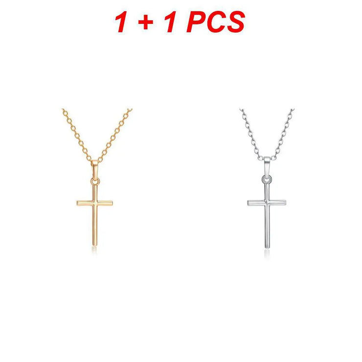 Fresh Faith Designs set of fashion crystal cross necklace in gold and silver tones with chain
