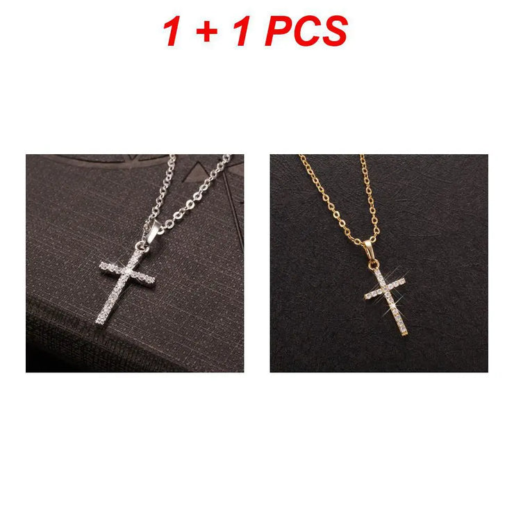 Fresh Faith Designs fashion crystal cross necklace set with silver and gold chains