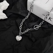 Fresh Faith Designs fashion crystal cross necklace with silver heart pendant and chain link design