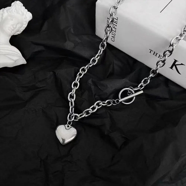 Fresh Faith Designs fashion crystal cross necklace with silver heart pendant and chain link design