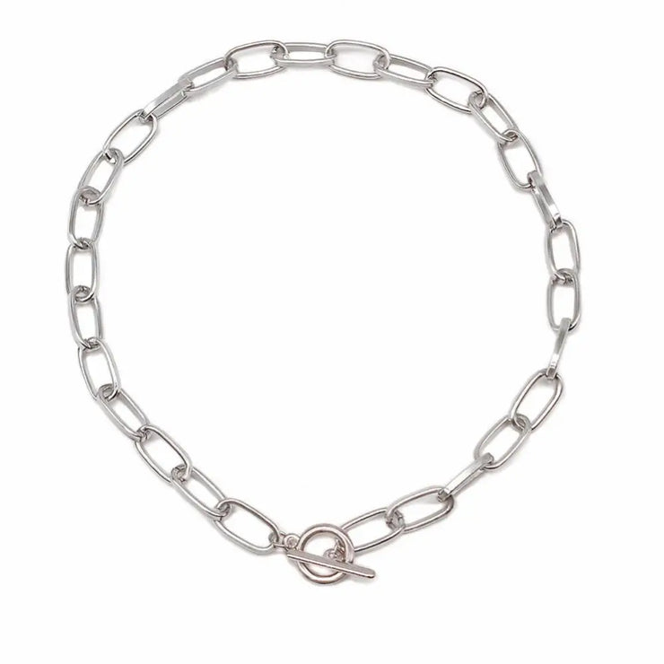 Silver chain necklace with large links and toggle clasp by Fresh Faith Designs fashion crystal cross necklace
