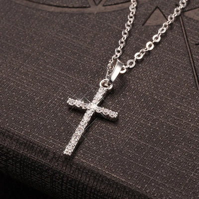 Fresh Faith Designs fashion crystal cross necklace with sparkling crystals on silver chain