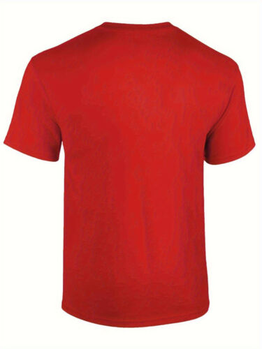 Red plain short sleeve religious graphic tee women style from Fresh Faith Designs shown from back
