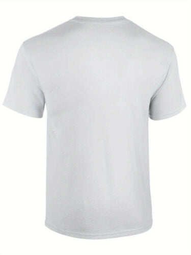 Back view of plain white Fresh Faith Designs religious graphic tee women with short sleeves and crew neck