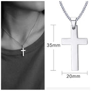 Silver cross pendant necklace measuring 35mm by 20mm from Fresh Faith Designs women's faith jewelry collection