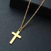 Gold cross necklace on chain from Fresh Faith Designs women's faith jewelry collection
