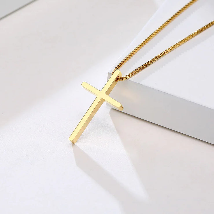 Gold cross pendant necklace representing women's faith jewelry from Fresh Faith Designs