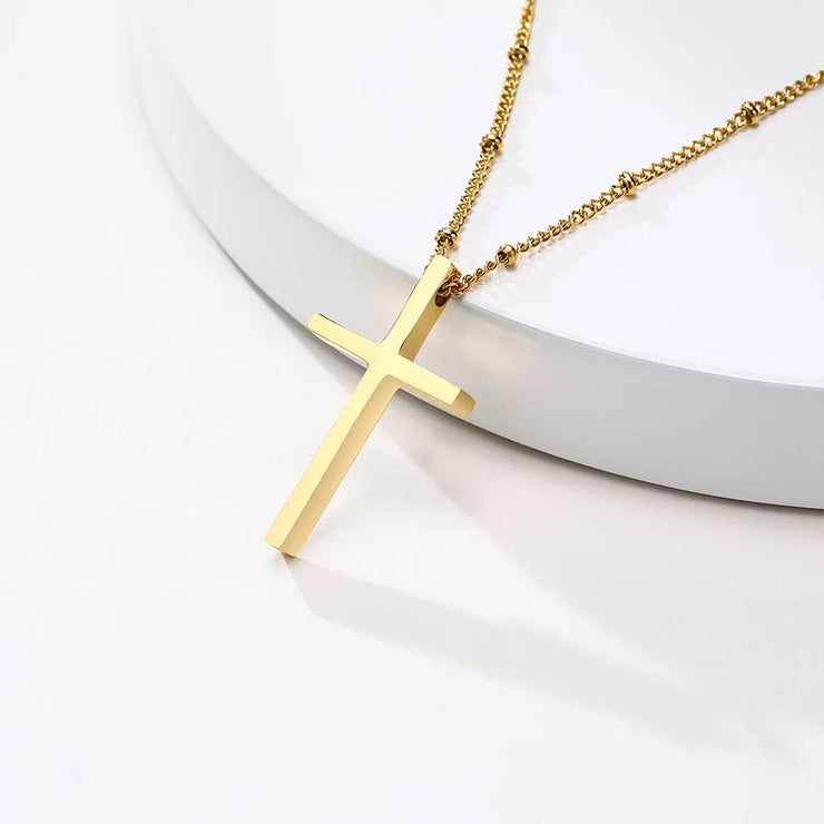 Gold cross pendant necklace from Fresh Faith Designs women's faith jewelry collection