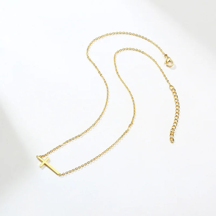 Fresh Faith Designs gold cross necklace women's faith jewelry with adjustable chain
