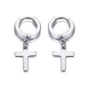 Silver cross earrings for women with hoop design by Fresh Faith Designs
