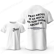 White Christian casual wear for men t-shirt with Jesus text on front and prayer quote on back