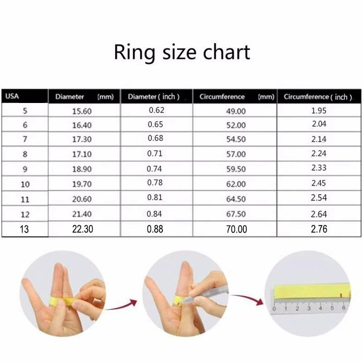 Ring size chart with measurements and how to measure finger for men's Christian jewelry
